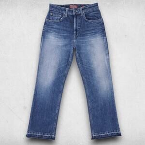 Lucky Brand Lucky Pins Jeans Women 4/27 Blue Straight Leg Distressed Raw Hem